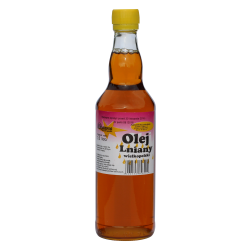 Olej  Lniany  wielkopolski  -  tłoczony na zimno - 0,5 l