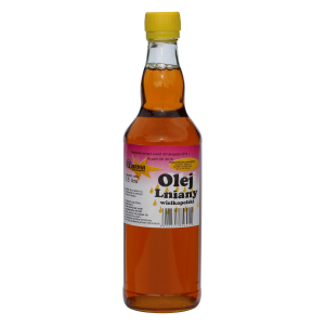 Olej  Lniany  wielkopolski  -  tłoczony na zimno - 0,5 l